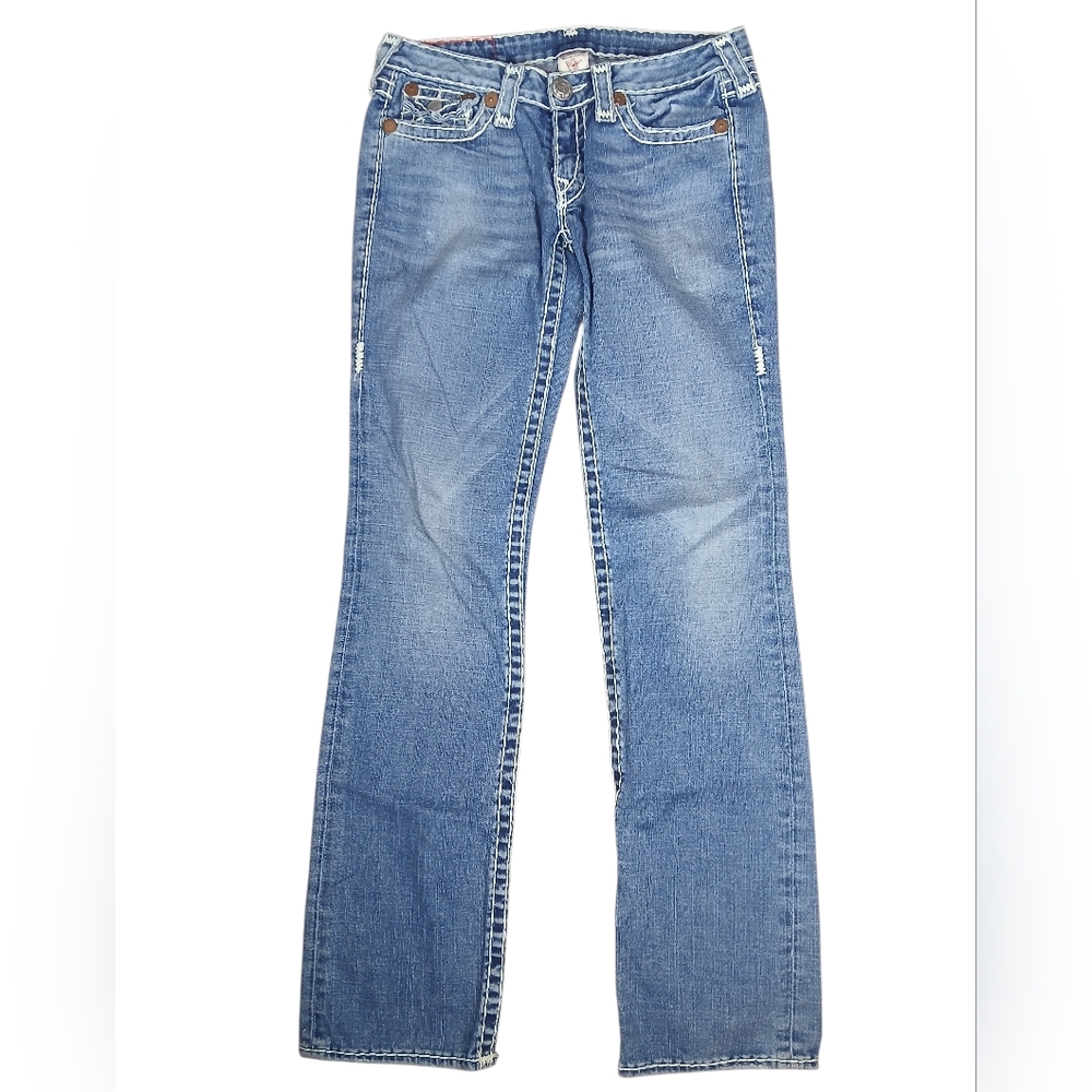 True Religion White Stitching Billy Super T Jeans Size 28 EUC